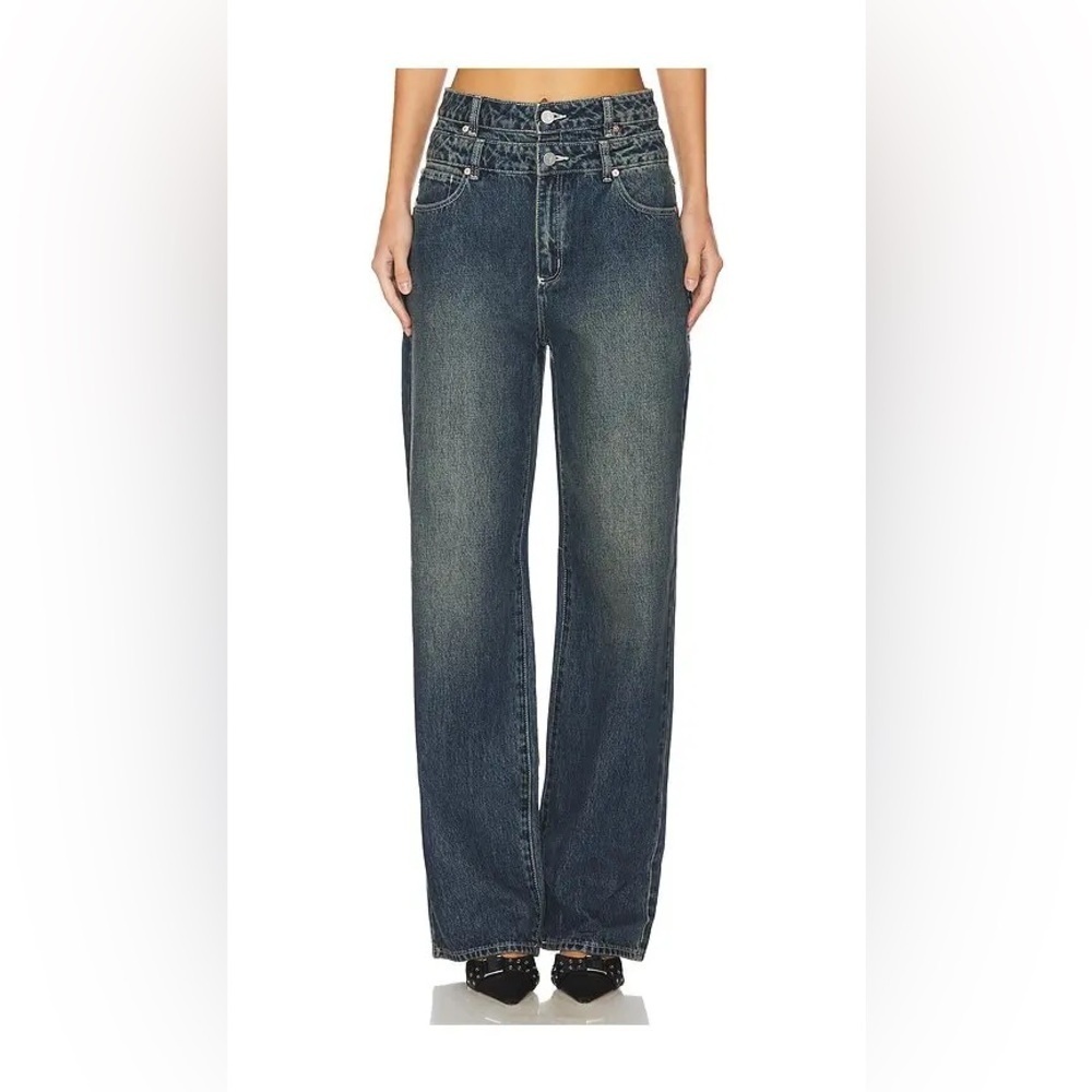 Abrand High Rise Straight Leg Jeans Sz 30 Blue Denim Vintage Wash